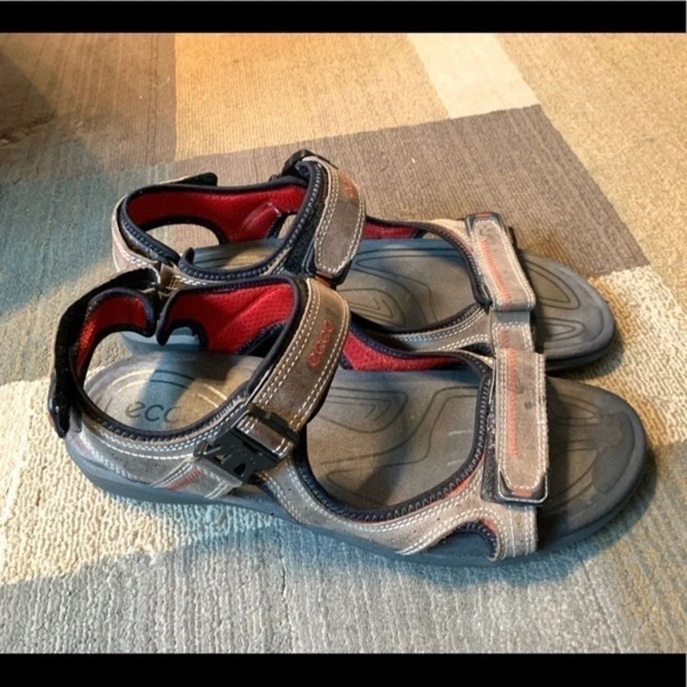 Ecco Yucatán Receptor Hiking Sandals Shoes Brown Leather Size 48 Size 13